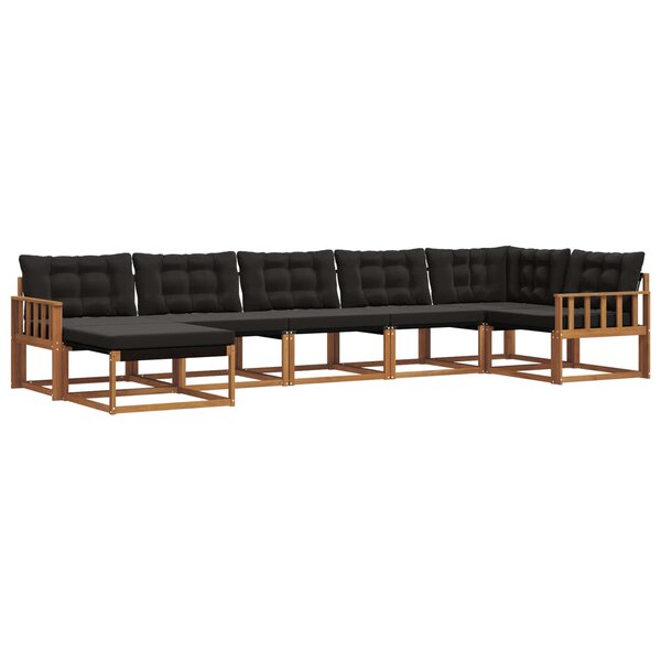 vidaXL Ensemble de canapés d'extérieur 7 pc Naturel et Noir