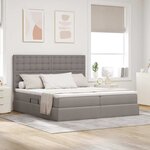 vidaXL Lit de Rangement avec tête de lit Taupe 200 x 200 cm Tissu