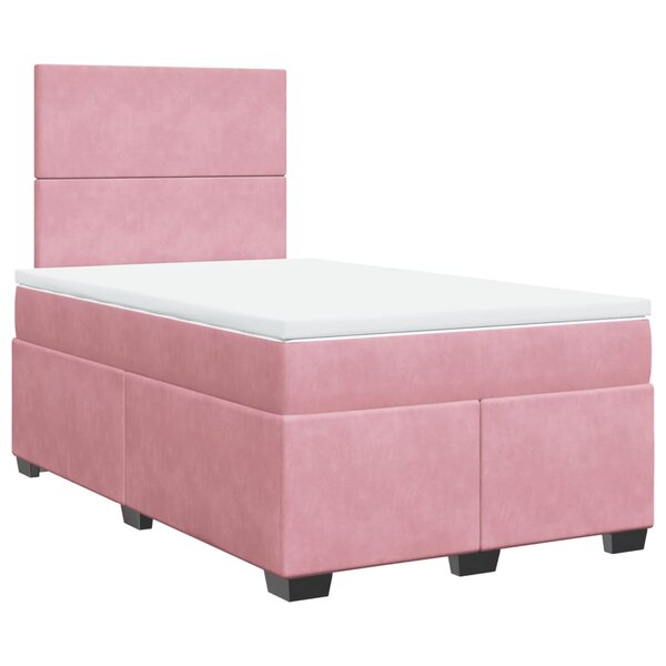 vidaXL Sommier à lattes de lit avec matelas Rose 120x200 cm Velours