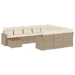 vidaXL Salon de jardin 11 Pièces avec coussins beige résine tressée