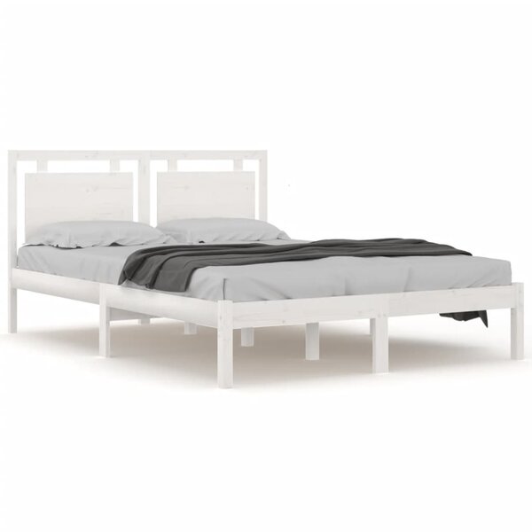 vidaXL Cadre de lit Blanc Bois massif 150x200 cm Très grand