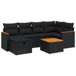 vidaXL Salon de jardin 7 Pièces avec coussins noir résine tressée