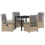 vidaXL Ensemble de salle à manger pour jardin 5 Pièces Beige polyrotin