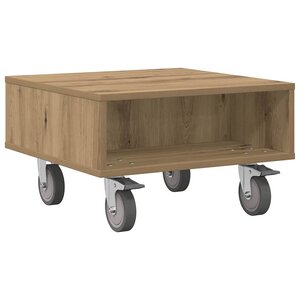 vidaXL Table d'appoint avec roues Chêne artisanal 50 5 x 50 x 30 cm