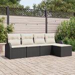 vidaXL Ensemble de canapé de jardin 5 pièces noir en poly rattan avec coussins