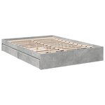 vidaXL Cadre de lit avec tiroirs sans matelas gris béton 150x200 cm