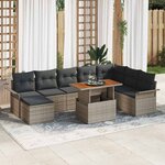 vidaXL Ensemble de canapé de jardin 9 Pièces Gris Poly rotin