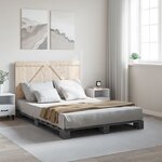 vidaXL Cadre de lit sans matelas gris 140x200 cm bois massif de pin