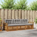 vidaXL Ensemble de canapés d'extérieur 3 pc Gris Naturel et Clair