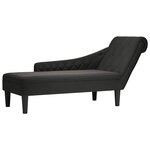 vidaXL Fauteuil long avec coussin et accoudoir droit noir tissu