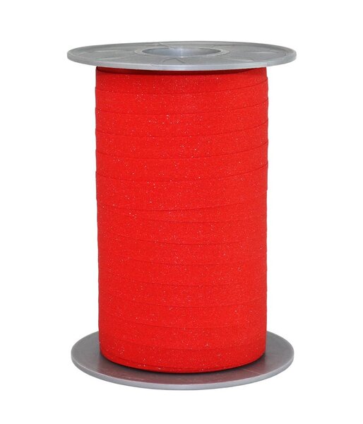 Bolduc poly glitter 100-m-bobine 10 mm rouge