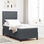 vidaXL Lit à ressort avec matelas et LED Gris foncé 100x200 cm Velours