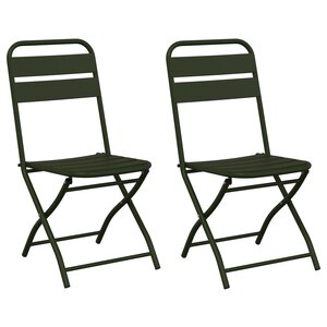 vidaXL Chaises de jardin pliantes 2 Pièces Vert foncé 42x52x82 cm Acier revêtu de poudre