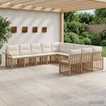 vidaXL Ensemble de canapés d'extérieur 11 Pièces Blanc Naturel et Crème