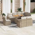 vidaXL Salon de jardin avec coussins 9 Pièces beige résine tressée