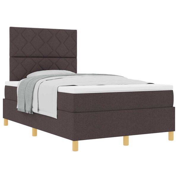 vidaXL Lit à ressorts avec matelas Marron foncé 120 x 200 cm tissu