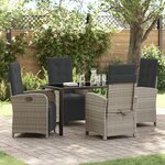 vidaXL Set de jardin 5 pièces avec coussins en rotin gris clair