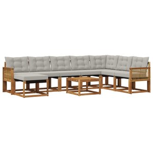 vidaXL Ensemble de canapés d'extérieur 9 pc Naturel et gris clair