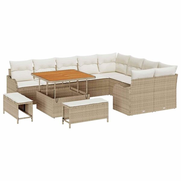 vidaXL Ensemble de canapé de jardin avec coussin 12 Pièces Beige et crème