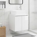 vidaXL Vanité de lavabo mural Blanc brillant 53 x 35 x 63 cm