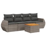 vidaXL Salon de jardin 5 Pièces avec coussins gris résine tressée