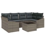 vidaXL Ensemble de canapé de jardin 7 Pièces Gris 55 x 55 x 37 cm