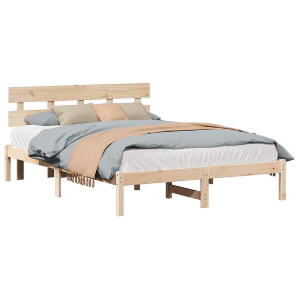 vidaXL Cadre de lit Marron 150 x 200 cm Bois de pin massif