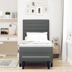 vidaXL Lit avec Sommier avec Matelas & Banc Gris Foncé 90x190 cm Tissu