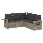 vidaXL Salon de jardin 5 Pièces avec coussins gris clair résine tressée