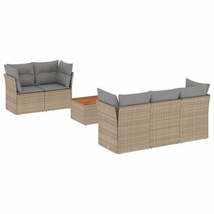 vidaXL Salon de jardin avec coussins 6 Pièces beige résine tressée