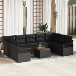 vidaXL Ensemble de canapé de jardin 10 Pièces Noir