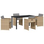 vidaXL Ensemble de salle à manger pour jardin 5 Pièces Beige polyrotin