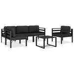 vidaXL Salon de jardin 6 Pièces avec coussins Aluminium Anthracite
