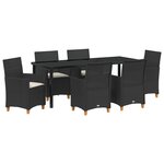 vidaXL Ensemble de salle à manger de jardin 7 pièces avec coussins - Rattan poly noir