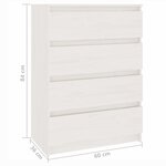 vidaXL Armoire d'appoint Blanc 60x36x84 cm Bois de pin massif