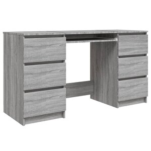 Bureau table poste de travail meuble d'ordinateur informatique étude sonoma 140 x 50 x 77 cm bois d'ingénierie gris 02_0023960