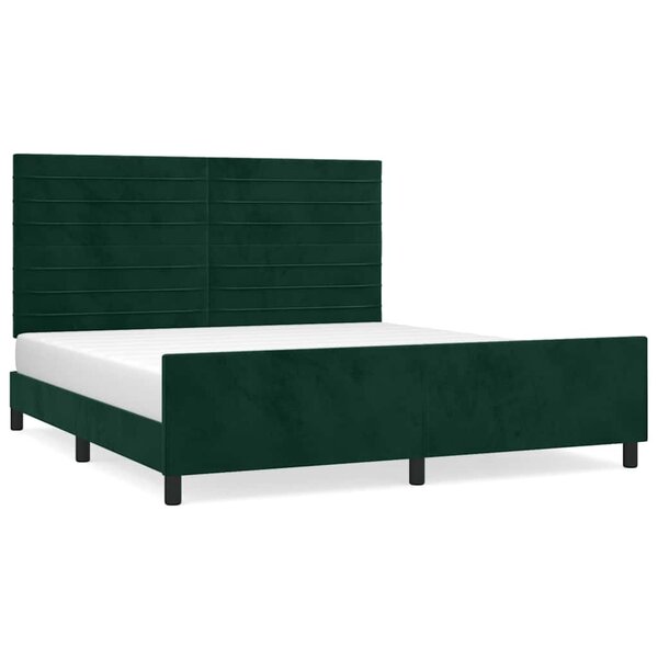 vidaXL Cadre de lit sans matelas vert foncé 160x200 cm velours