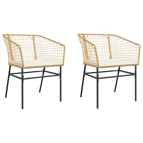 vidaXL Chaises de jardin lot de 2 et coussins marron rotin