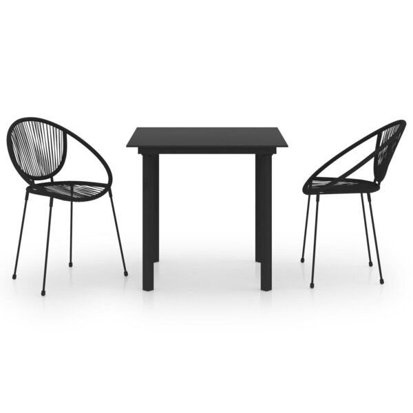 vidaXL Ensemble à dîner d'extérieur 3 Pièces Rotin PVC Noir