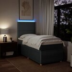 vidaXL Sommier à lattes de lit avec matelas Gris foncé 90x200 cm Tissu