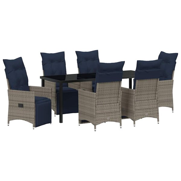 vidaXL Ensemble table et chaises 7 pc Gris Rotin PE