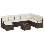 vidaXL Canapé Jardin 9 Pièces Avec Coussins Poly Rattan Marron