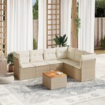 vidaXL Salon de jardin avec coussins 7 Pièces beige résine tressée