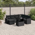 vidaXL Salon de jardin 8 Pièces avec coussins noir résine tressée
