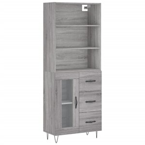 vidaXL Buffet haut Sonoma gris 69 5x34x180 cm Bois d'ingénierie
