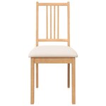 vidaXL Chaises à manger coussins 2 Pièces naturel bois massif caoutchouc