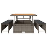 Ensemble de salle à manger de jardin 3 pièces avec coussins Gris en Poly Rattan et Acacia