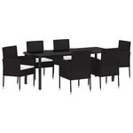 vidaXL Ensemble de salle à manger pour jardin 7 Pièces Noir polyrotin