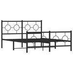 vidaXL Cadre de lit métal avec tête de lit/pied de lit noir 135x190 cm