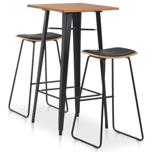 vidaXL Mobilier de bar 3 Pièces Acier Noir